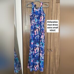 Xhilaration Navy and Pink Floral Maxi Dress